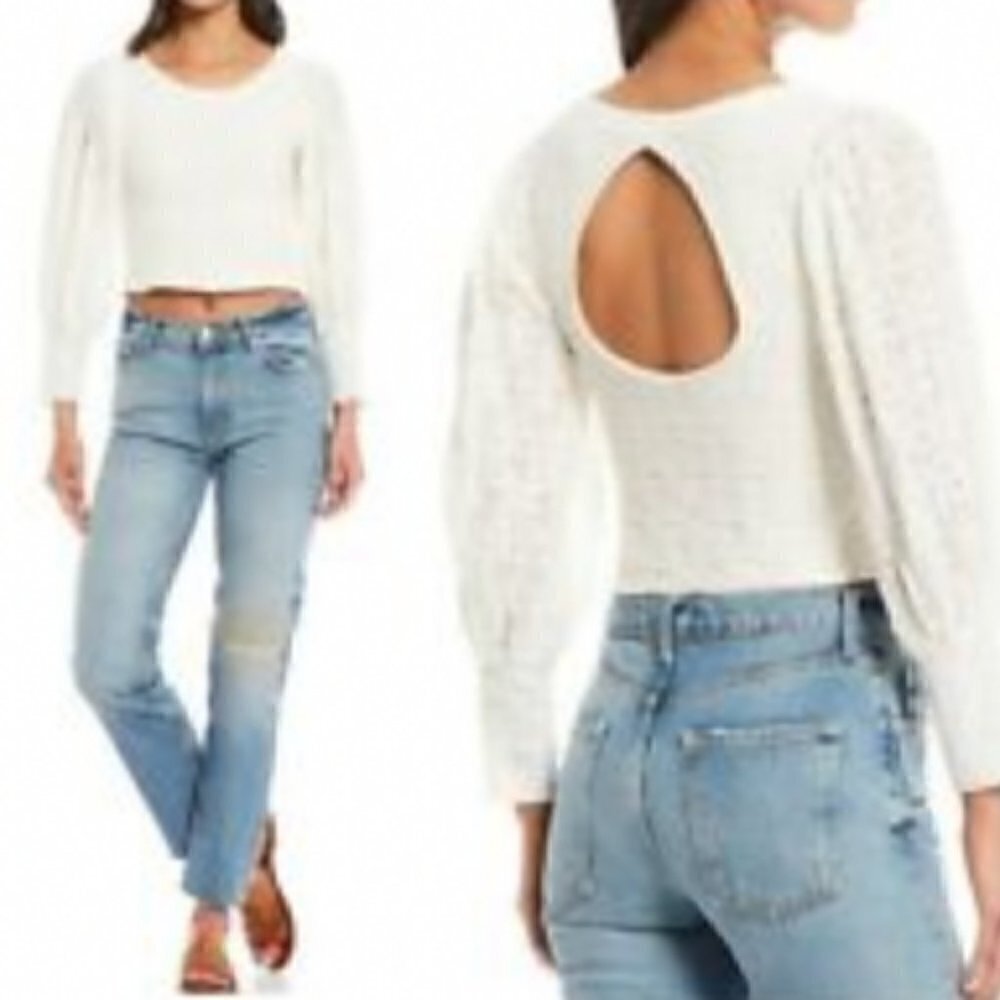 NWT Free People Y2K Round Neck Long Puff Sleeve Top blouse tee - Picture 1 of 12
